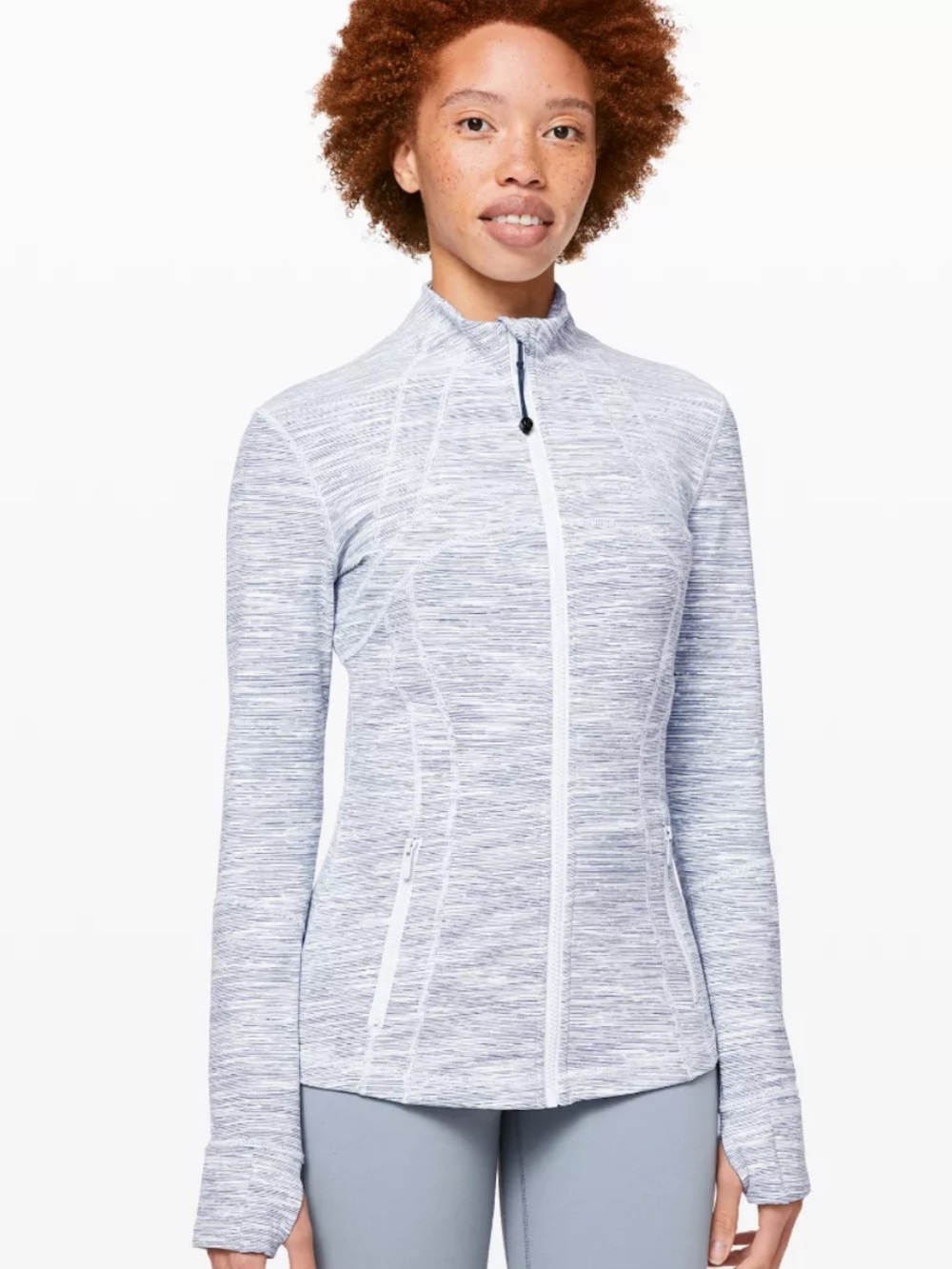 Lululemon Define Jacket Women's Sz 10 Gray Space Dye Full Zip Thumbhole LW4AWDS